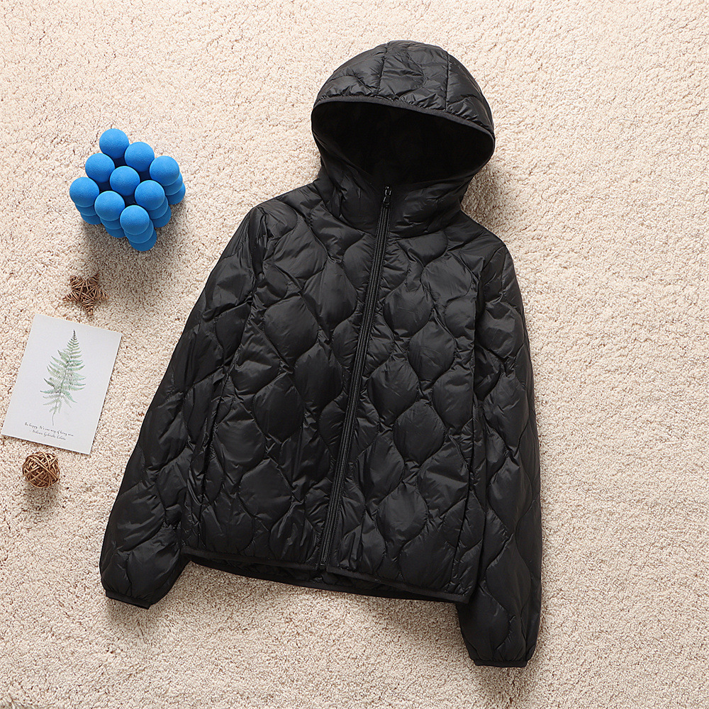 2025 otoño y invierno chaqueta corta encapuchada ligera de plumón mujer casual versátil vestido pequeño chaqueta delgada de moda
