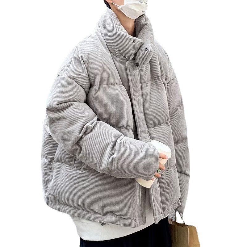 Abrigo acolchado de algodón de pana marca de moda suelta para hombres ins collar de pie Abrigo acolchado de algodón de moda abrigo de pan de estilo coreano de invierno de moda