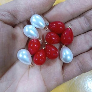 festive big red water drop pendant fashion earrings necklace accessories diy material handmade pearl hanging headdress