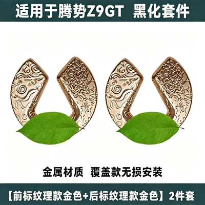 Suitable for BYD Denza Z9GT, Car logo - suitable-for-denza-z9gt-gold-textured-model-front-badge-rear-badge-textured-gold-2-piece-set
