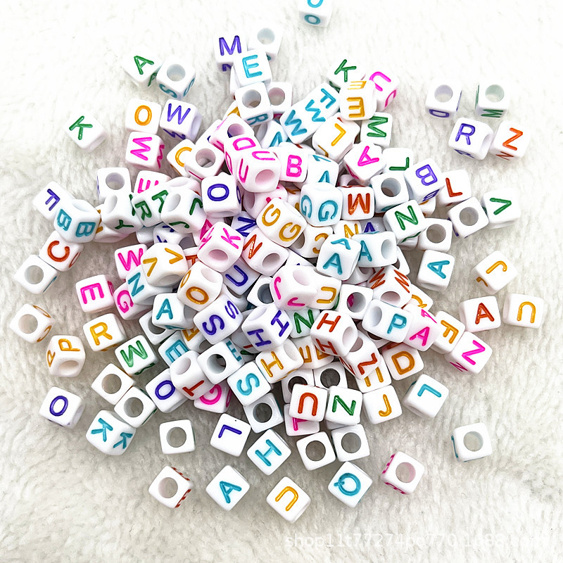 6mmアクリル散珠カラー英語滴油アルファベットビーズDIYアクセサリー子供早教ビーズ