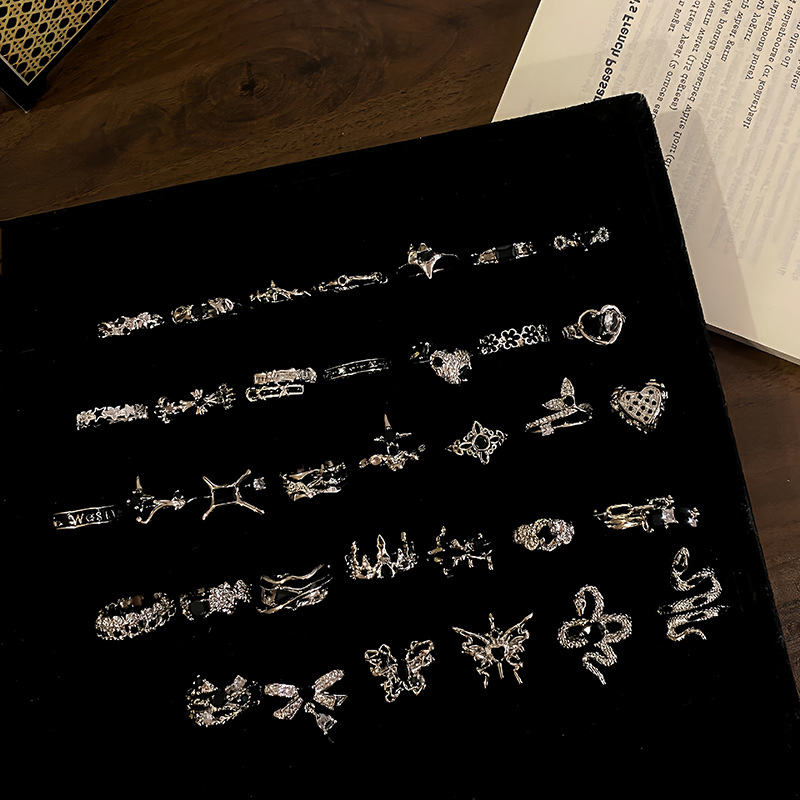 「Dark Pattern Invades Cold Light」Dark Punk Style Thorny Open Ring High-End Niche Decorative Index Finger Ring