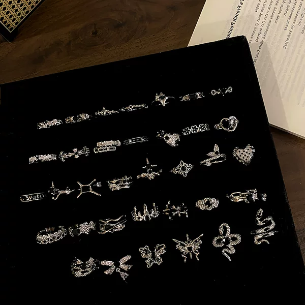 「Dark Pattern Invades Cold Light」Dark Punk Style Thorny Open Ring High-End Niche Decorative Index Finger Ring