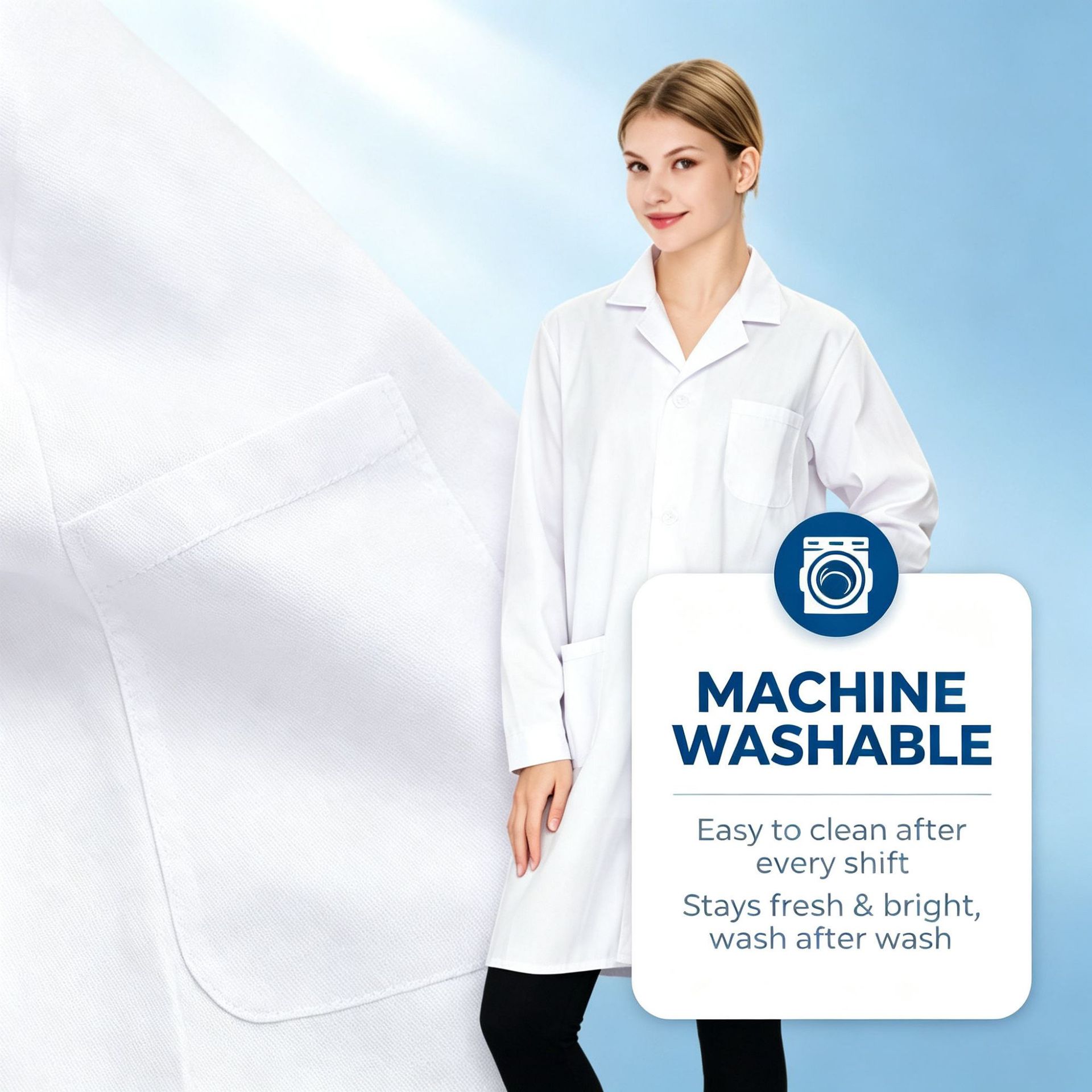 Men's and women's doctor's uniform with lapel, nurse's coat, summer thin style, hospital clinic work uniform, doctor's intern white coat