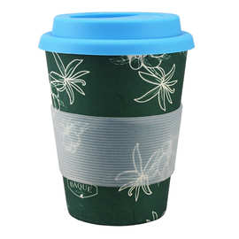 厂家热销竹纤维杯子350ML 咖啡杯竹粉杯定制图案和颜色