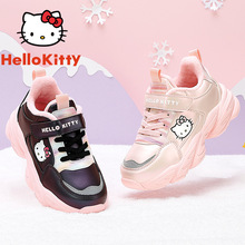 一件代发凯蒂猫童鞋2021冬季女童加绒保暖运动鞋新款时尚公主跑鞋