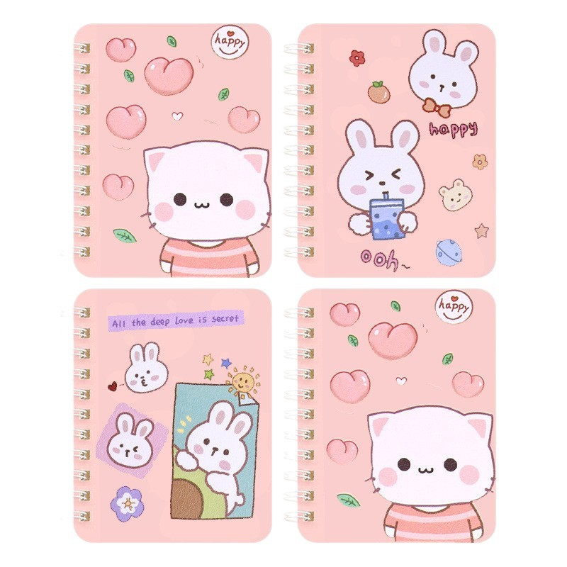 Cuaderno de línea pequeño cuaderno de dibujos animados A7 lindo mini portátil portátil portátil cuaderno de bolsillo regalo para estudiantes de primaria