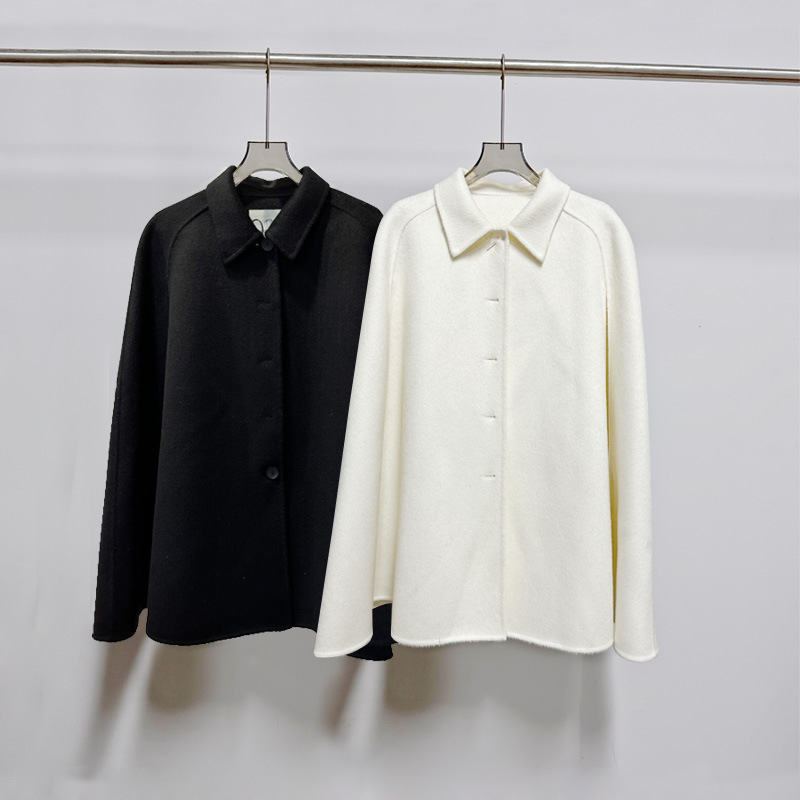 In Stock/full self-retention 830g handmade double-sided Cape coat wool coat for women