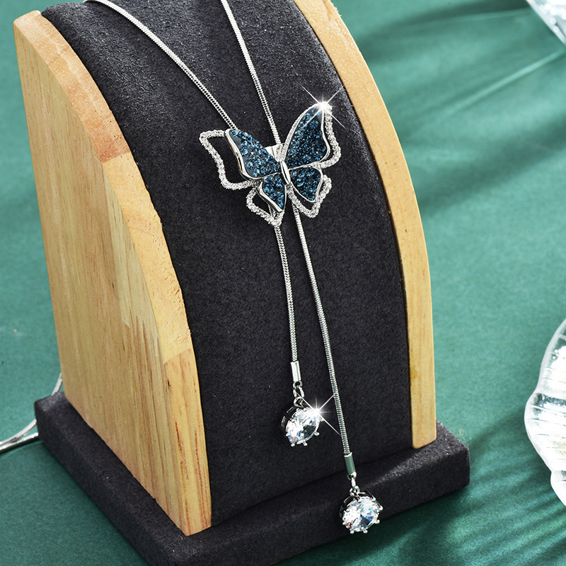 Estilo coreano de doble capa mariposa suéter Cadena de alto grado de las mujeres de todo partido moda borla largo suéter cadena Accesorios al por mayor