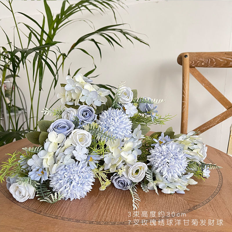 ！玫瑰绣球花花假花客厅餐桌装饰摆设塑料花拍照道具套装|undefined
