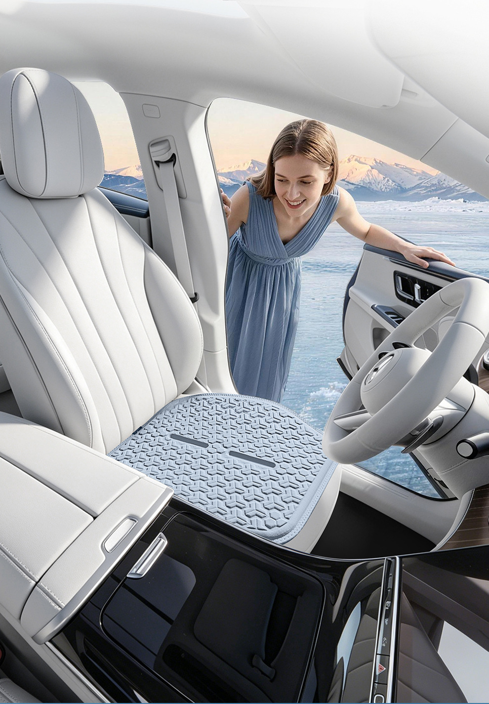 Amazon Car Seat Cushion, All-Season Model, Summer Ice Silk Cooling Pad, Gel Seat Cushion, Honeycomb Office Cooling Pad