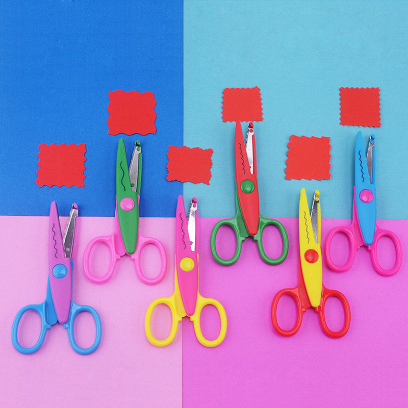 Wholesale kindergarten art safety scissors edge cutting pattern scissors sharp rounded edge small scissors children's decorative edge scissors
