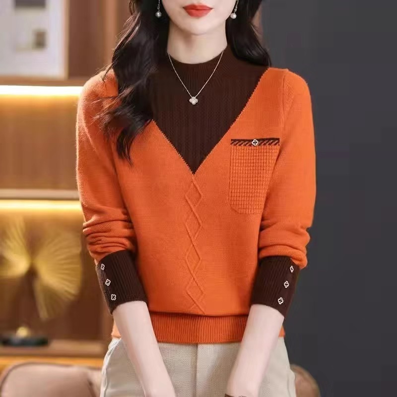 新款年轻妈妈装毛衣宽松中老年女士打底衫套头女式针织毛衫上衣|undefined