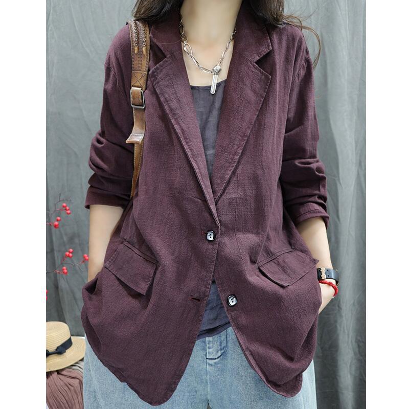3450 Spring New Vintage Distressed Fried Color Linen Jacket Loose Distinctive Stylish All-match Long-sleeved Thickened Suit