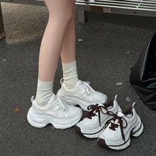 【2025新款】欧洲站厚底增高老爹鞋女休闲鞋网红白棕色百搭运动鞋