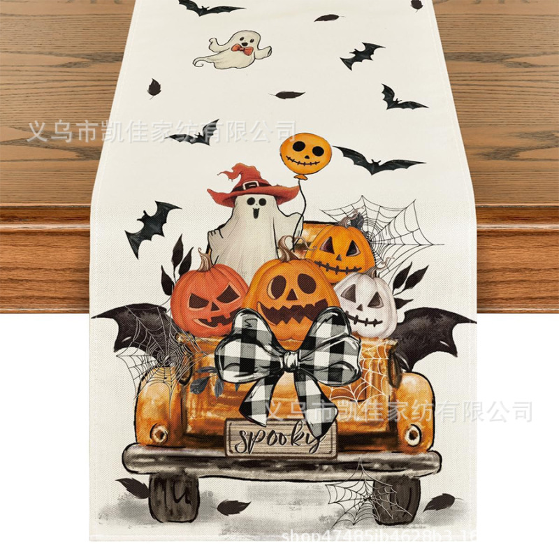 新型国境を越えたハロウィーンテーブル旗カボチャテーブル旗テーブル装飾亜麻材質メーカー直販|undefined