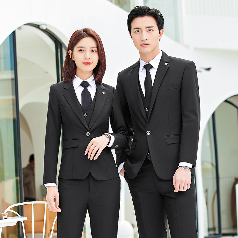 Business Suit Women's Professional Dress Suit Slim-fit Anti-wrinkle Men's Suit Real Estate Agency Insurance Manager Commuting Jacket