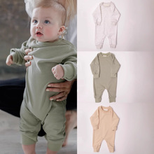 北欧风外贸爆款休闲长袖连体裤婴儿春秋季百搭长爬外出卫衣爬爬服