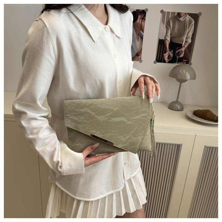 112g Weight Sewing Thread Fashion Element Magnetic Buckle Closure Type Top Handle Strap Type Envelope Bag Bags Type Office, Party Occasion Pu Leather Material Solid Color Pattern All Seasons Season Women's Gender Elegant Style Square Shape Pu Leather Solid Color Sewing Thread Square Clutches 9