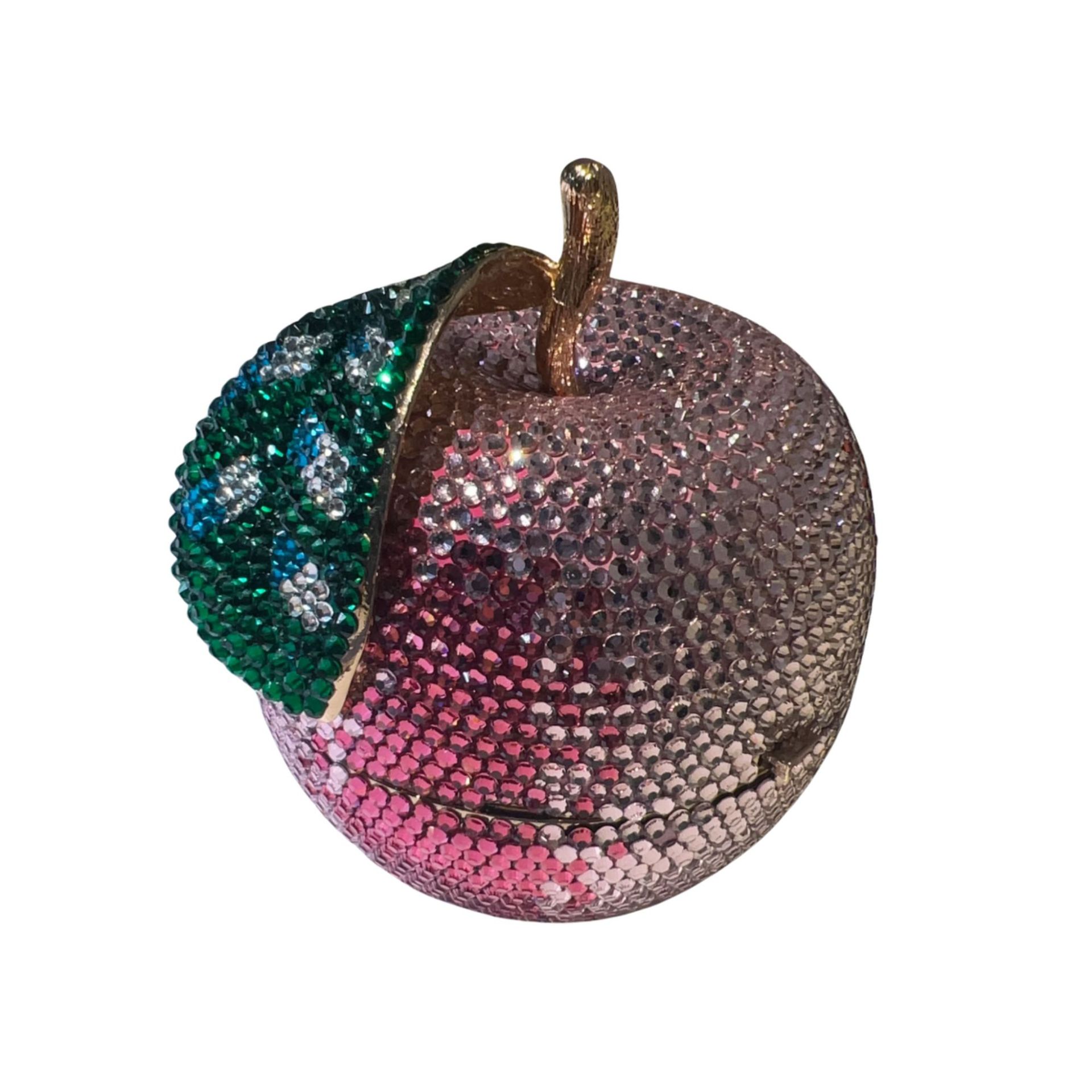 Túi clutch nữ đính đá hình quả táo pha lê sang trọng — Táo hồng, Cá tính đặt làm chi tiết 4