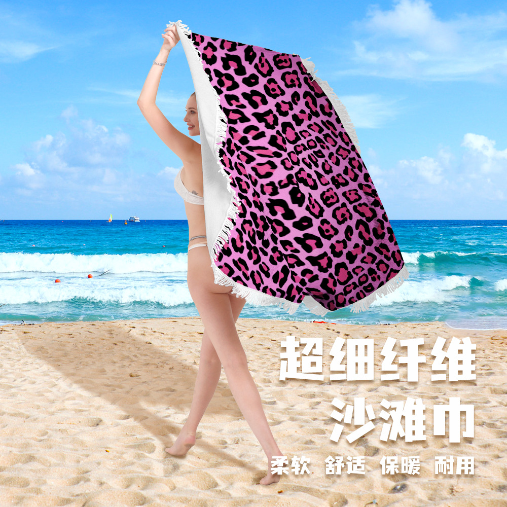Toalla de playa europea y americana microfibra borla redonda Toalla de playa Toalla de baño de playa borla redonda Toalla de playa