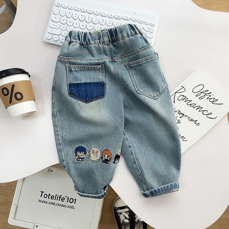 Pantalones de primavera y otoño para niños nuevos niños bordados casuales coreanos pantalones largos para bebés pantalones sueltos image 3