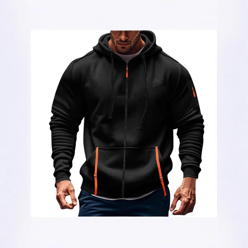 2024 men's autumn and winter American cross-border AliExpress temu fast selling full zipper hooded sweater sports coat