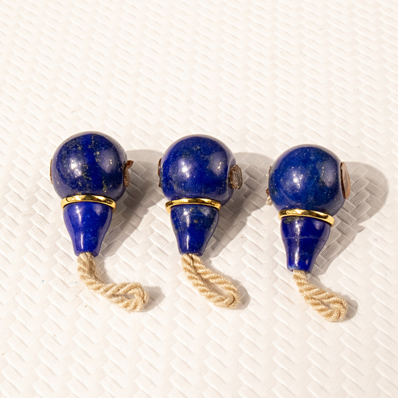 Natural lapis lazuli gourd-shaped three-way connector accessory for handmade DIY jewelry, bracelet spacer bead, fashionable accessory