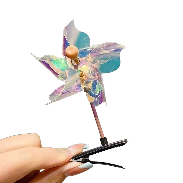 Molino de viento pequeño con láser, horquilla para mujeres, regalo del Día del Niño, venta de lentejuelas lindas y lindas, horquilla, tocado de molino de viento pequeño image 6