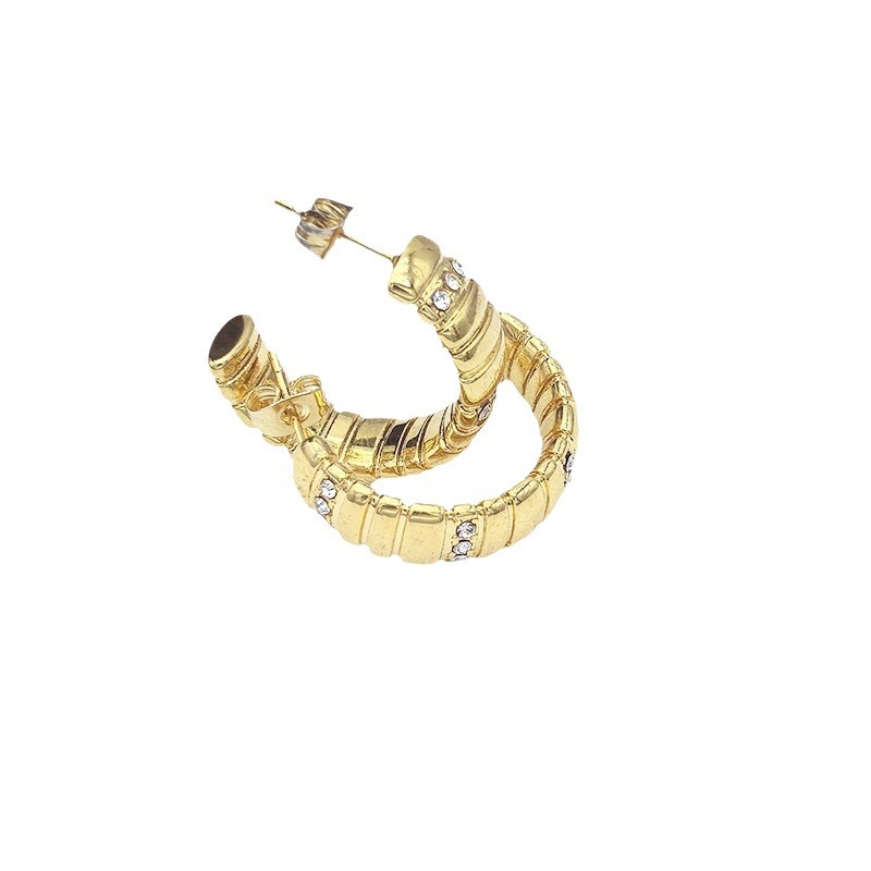 Hot-Selling C Rhinestone Gold Plated European And American Cross-Border Light Luxury Ear Hooks Ins Style_voghion.com