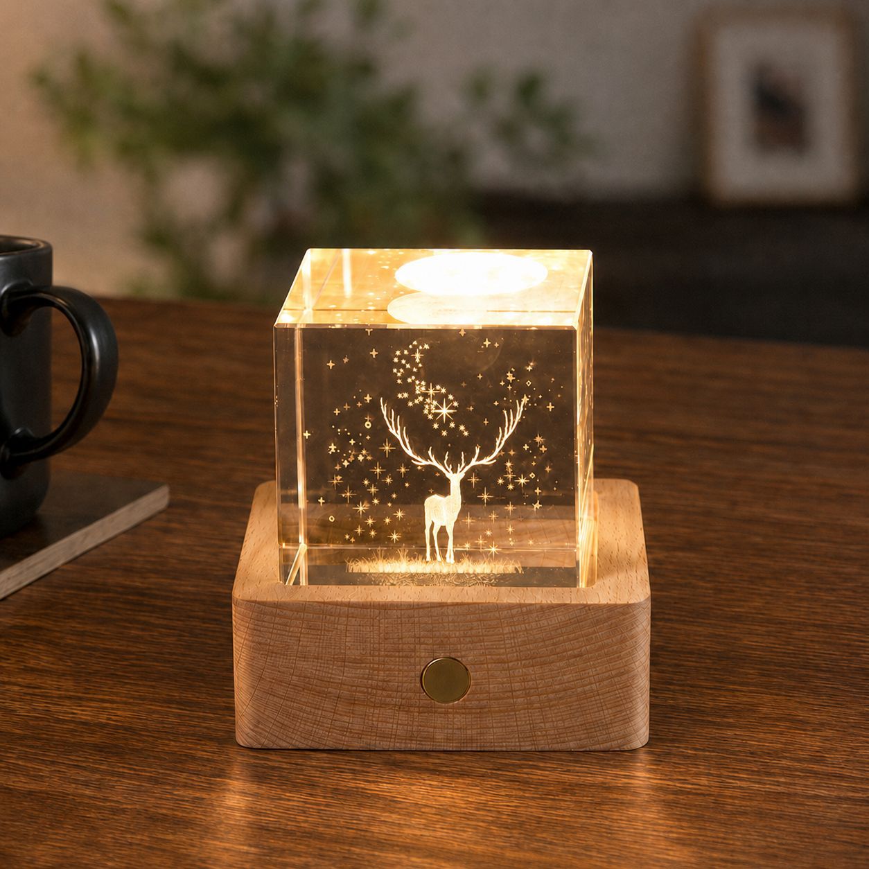 Lámpara de Noche de Cristal con Forma de Nube, Cubo Pequeño de Cristal, Adorno Creativo para Escritorio, Lámpara de Noche, Árbol de Cristal, Regalo para Niña, Transfronterizo