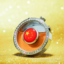 汽车出风口香薰镶钻车载空调风口香水夹创意金属车标风口香水