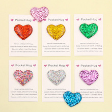 8色31*35mm亚克力diy树脂PocketHug卡通彩色贴片爱心饰品项链配件