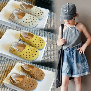 Детская сумка, босоножки, тапочки в стиле Crocs, пляжная модная пляжная обувь, детские туфли, повседневная обувь, закрытый носок, мягкая подошва, открытая пятка