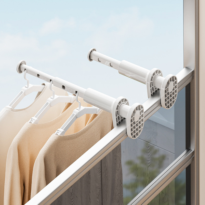 Travel Drying Rack Punch-free Telescopic Clothes Drying Rod Multifunctional Hotel Balcony Folding Drying Brace Clothes Drying Artifact