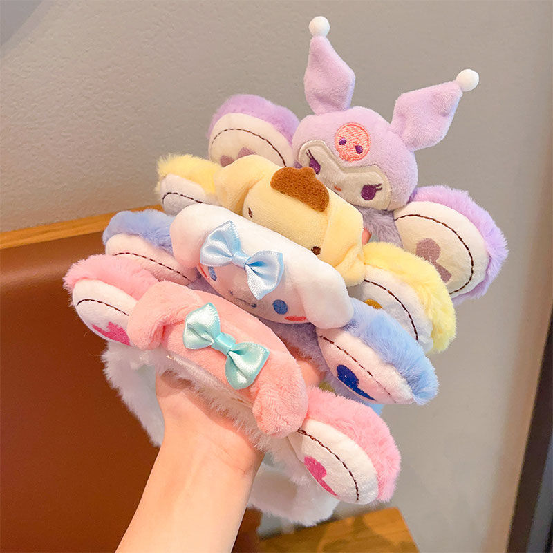 2024 nuevo dibujo animado lindos coolomi peludo de cabello para niñas no estrangular cabello de presión cabello para bebés de otoño y invierno