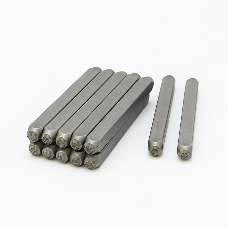 12 UNID sello de acero de cuero de perforación en forma de corazón 3mm cabeza de perforación de impresión DIY cuero talla herramienta de perforación patrón sello de acero