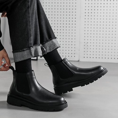  Chelsea boots men's motorcycle short boots mid-top chimney boots autumn and winter high-end Martin boots 6031-X