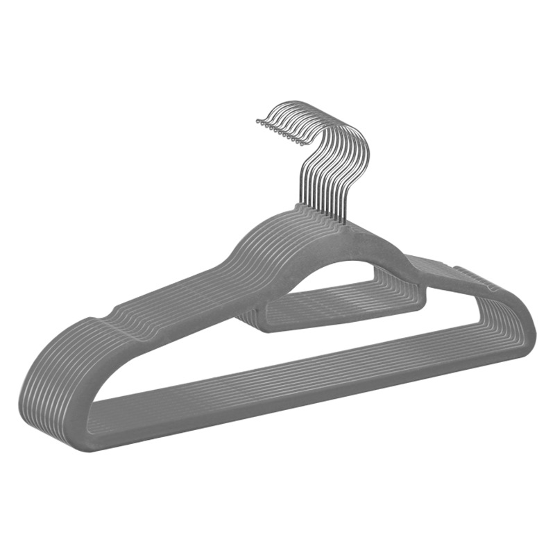 Percha de ropa al por mayor percha de plástico percha de almacenamiento de armario hogar flocado antideslizante sin costura flocado percha