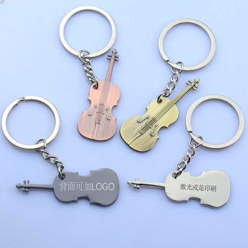 Metal Retro Music Violin Keychain Lock Key Holder Pendant One-Time Delivery Free Sample Zinc Alloy Gift