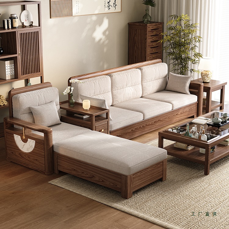 Solid Wood Sofa for Winter and Summer Use, Suitable for Large and Small Living Rooms, Modern Minimalist Design with Storage, Natural Wood, 2026 Model, White Ash Wood