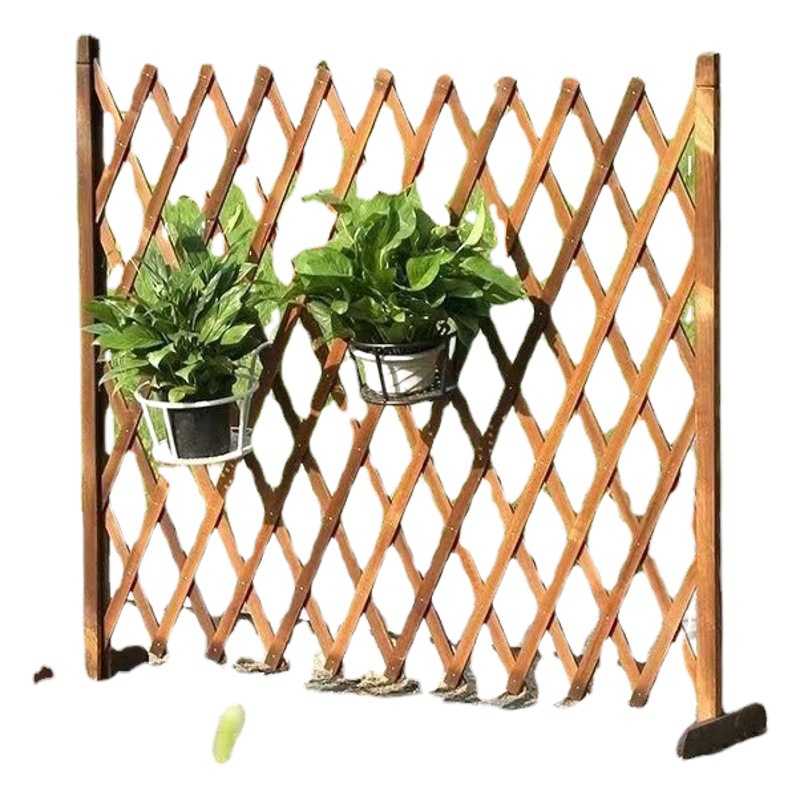 Simple Anti-Corrosion Wood Telescopic Fence Partition, Climbing Plant Trellis, Balcony Flower Planting, Restaurant Fence, Movable Grid Fence
