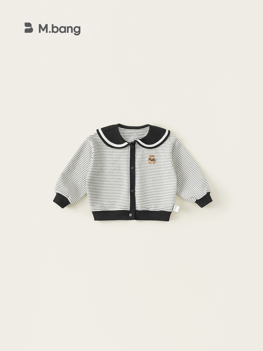 Youbao ropa para niños chaqueta de cuello de muñeca para niños 2025 primavera nuevo producto niña oso manga larga niño camisa a rayas