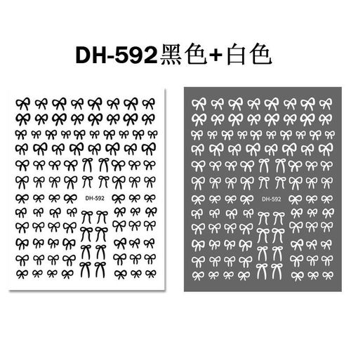 New Style Bow Nail Stickers Ins Internet Popular Japanese Style Hand-painted Black and White Bow Simple Cute 3D Nail Stickers