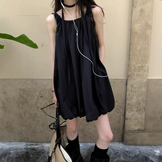 现货 Chic韩版 2025早春夏设计感背心裙纯色叠穿澳棉蓬蓬裙连衣裙