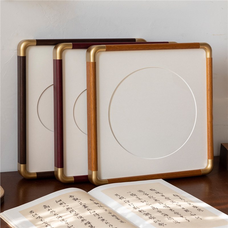Solid Wood Round Copper Corner Chinese Painting Calligraphy Mounting Frame Wall Hanging Any Size Square New Chinese Style Large Picture Frame Solid Wood Round Copper Corner Chinese Painting Calligraphy Mounting Frame Wall Hanging Any Size Square New Chinese Style Large Picture Frame