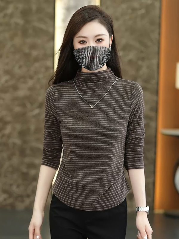 时尚五分袖打底衫女士2025秋季新款气质修身显瘦百搭休闲圆领T恤|undefined