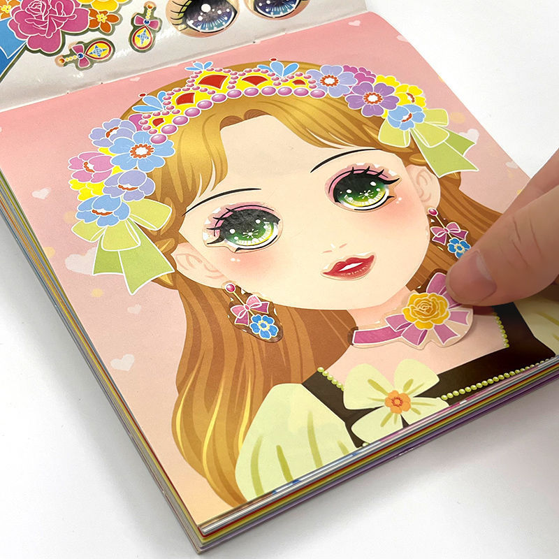 Stickers girls' children's vigorous Princess changing stickers book Changing clothes paste stickers educational waterproof cute stickers