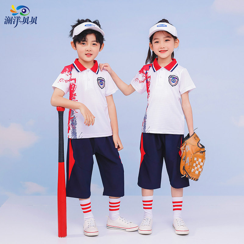 Lanyang Bei Bei Spring and Summer Sports Clothes China Red National Style Set Kindergarten Primary School Class Uniform School Uniform Trend Wholesale
