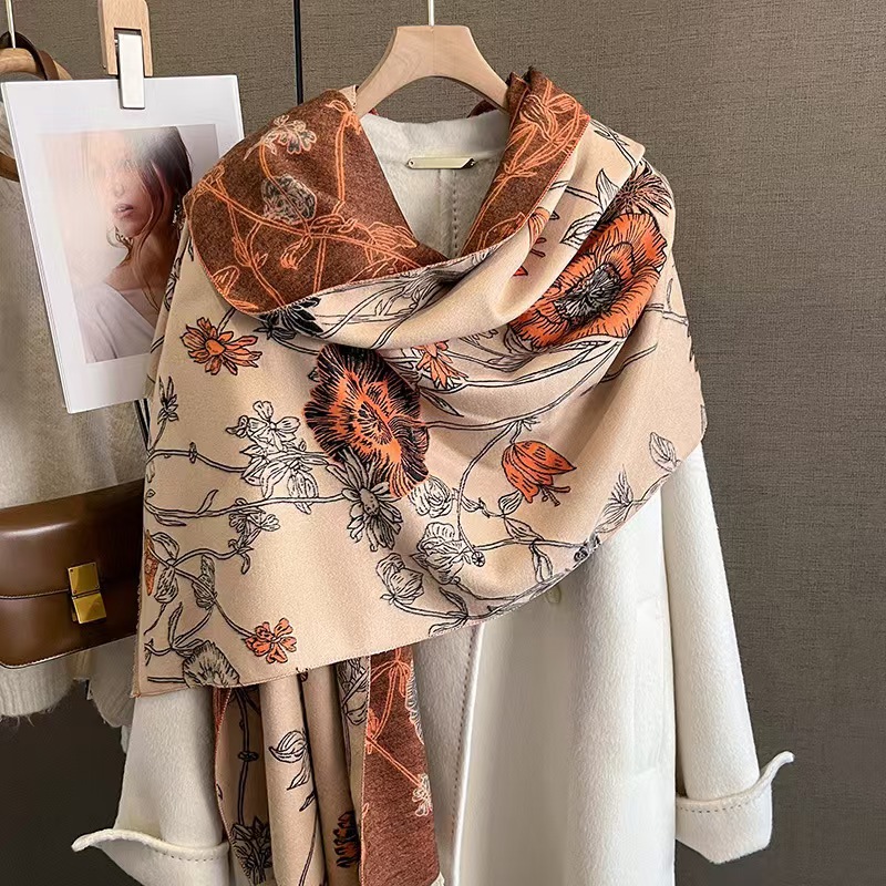 Kaschmirschal Für Damen Mit Pfingstrosenmuster Und Blumenprint_voghion.com